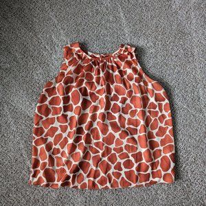 Ann Taylor Orange Cream Giraffe Tank Blouse Large Tall/LT